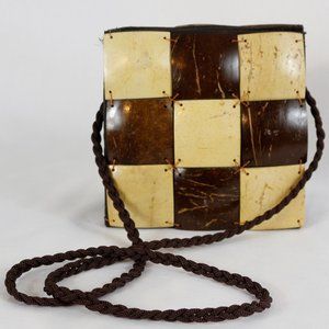 Retro Vintage Mini Wooden Squares Crossbody